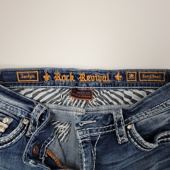 Rock Revival Jordyn Easy Boot Western Denim Blue Jeans Sz 32 x 27.5 (Hemmed) - Picture 5 of 16